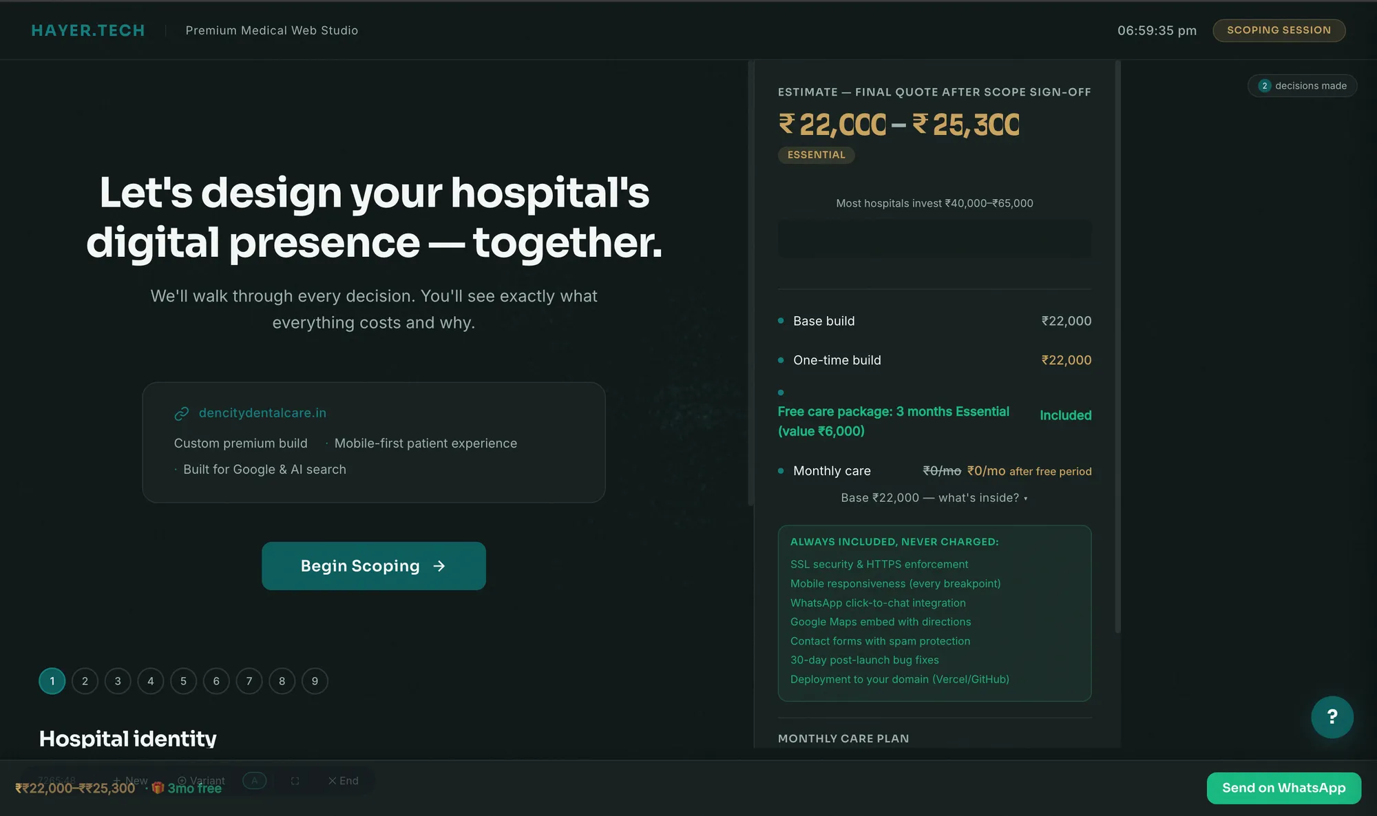 Hospital Website Configurator — live configurator